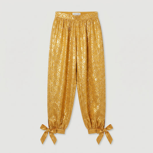 Metallic Gold Jacquard Tie Trousers