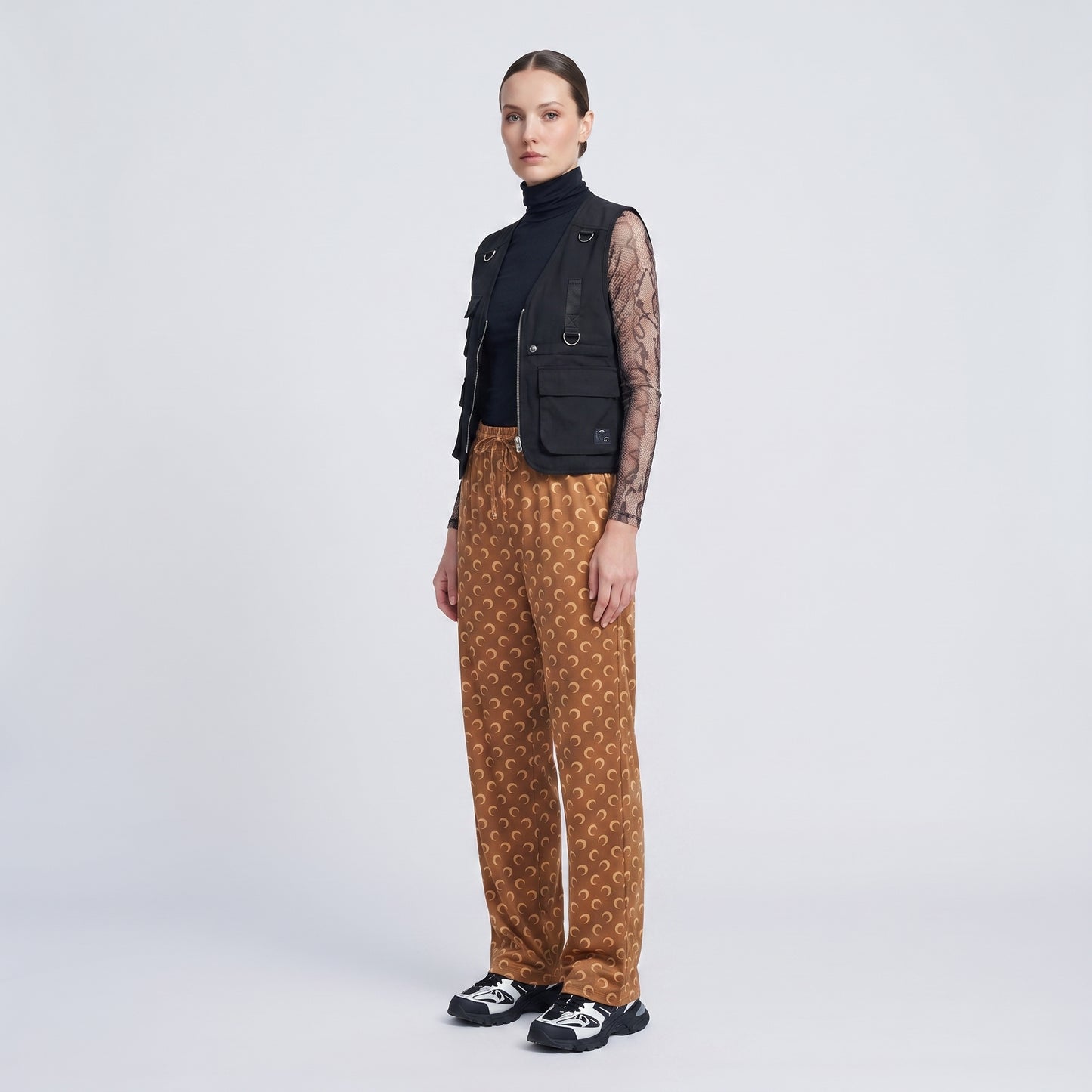 Monogram Print Drawstring Trousers