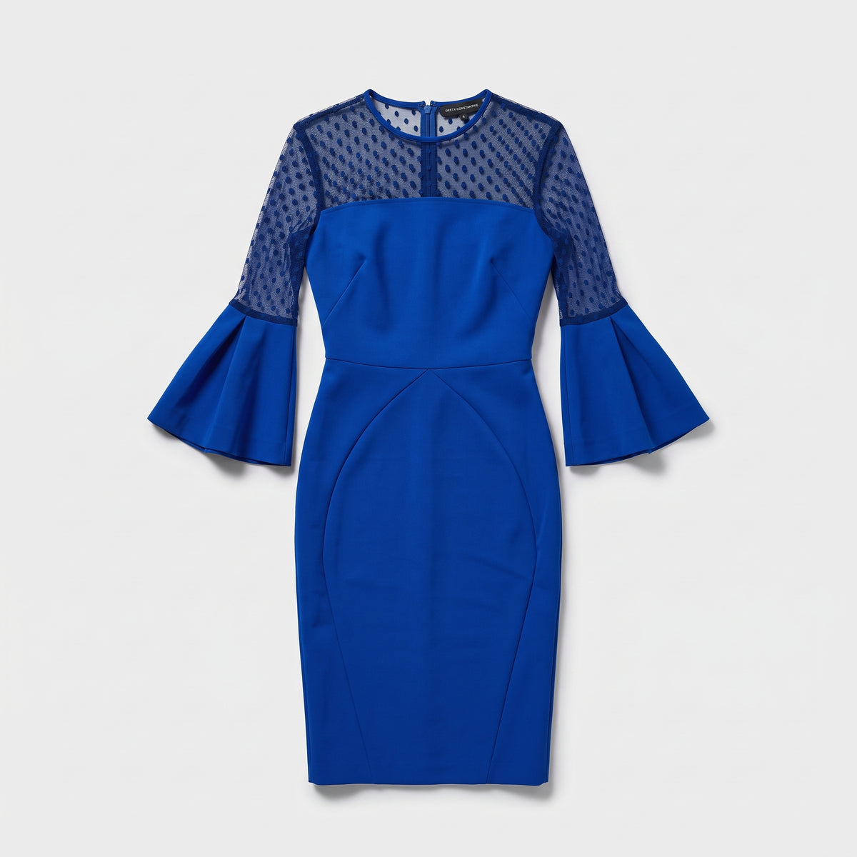 Cobalt Sheer Polka-Dot Sleeve Dress