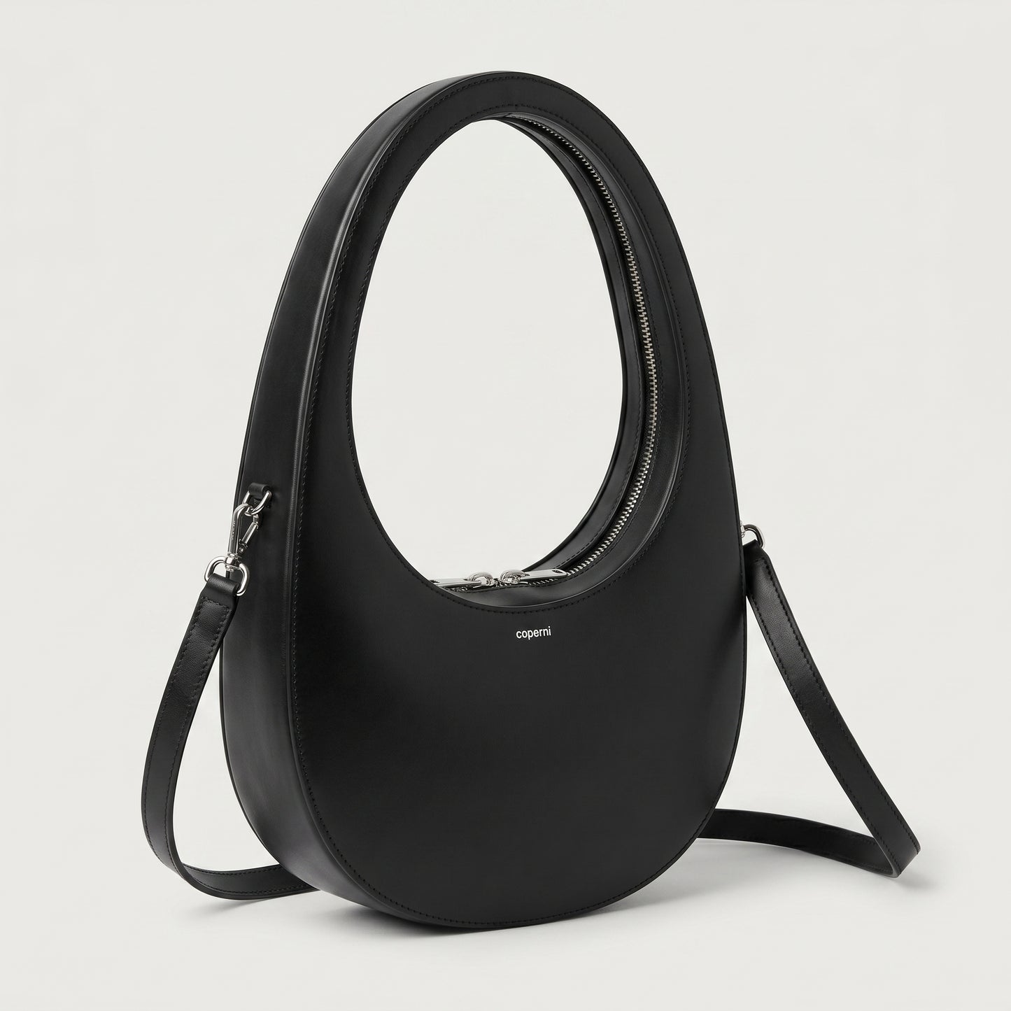Architectural Leather Moon Bag
