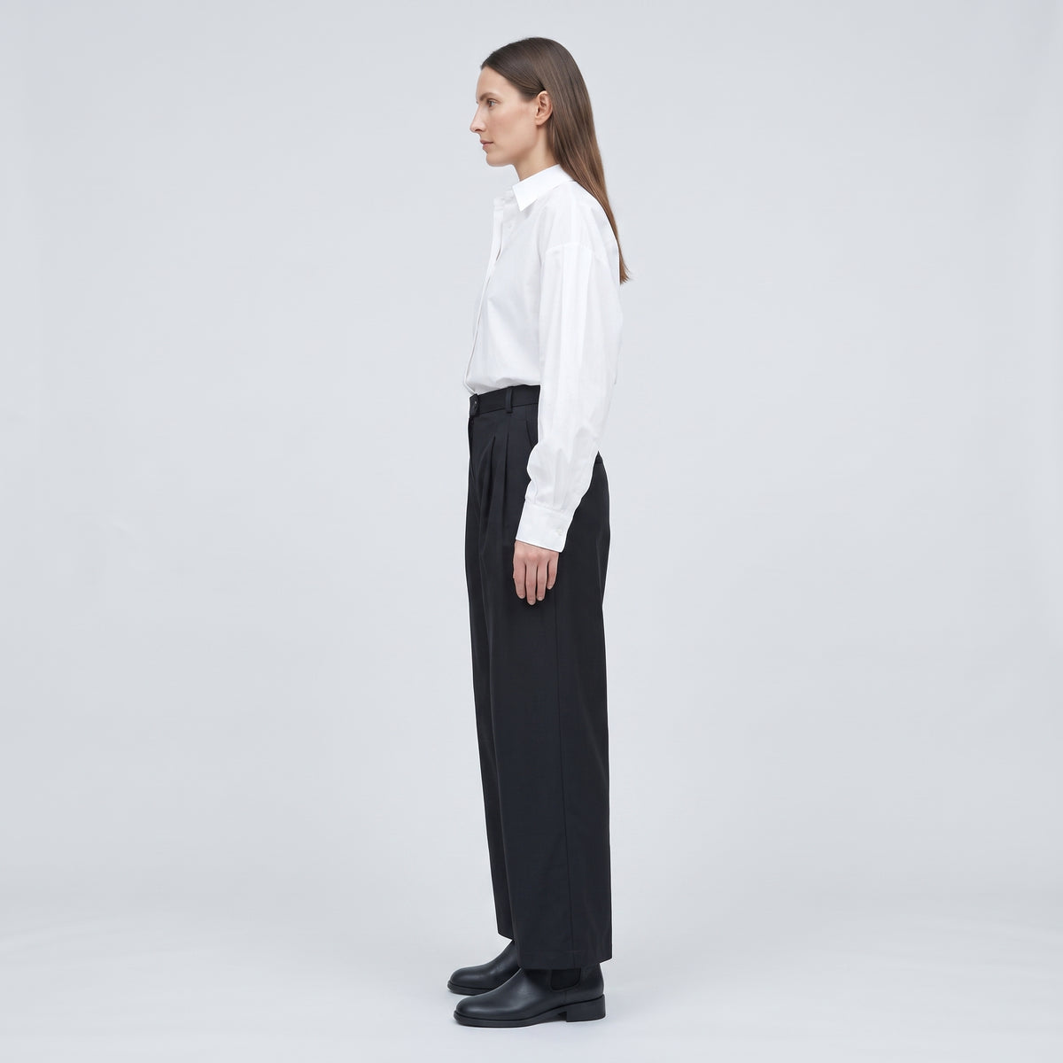 Tailored Black Pleated Trousers