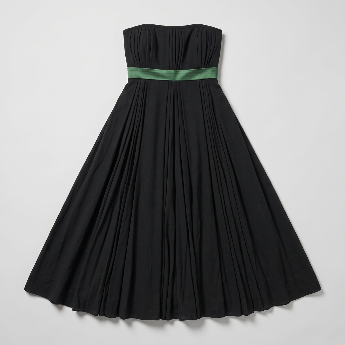 Pleated Strapless Midi Dress