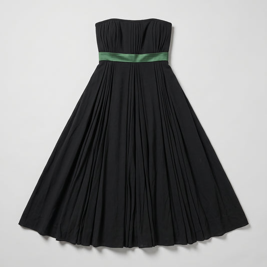 Pleated Strapless Midi Dress