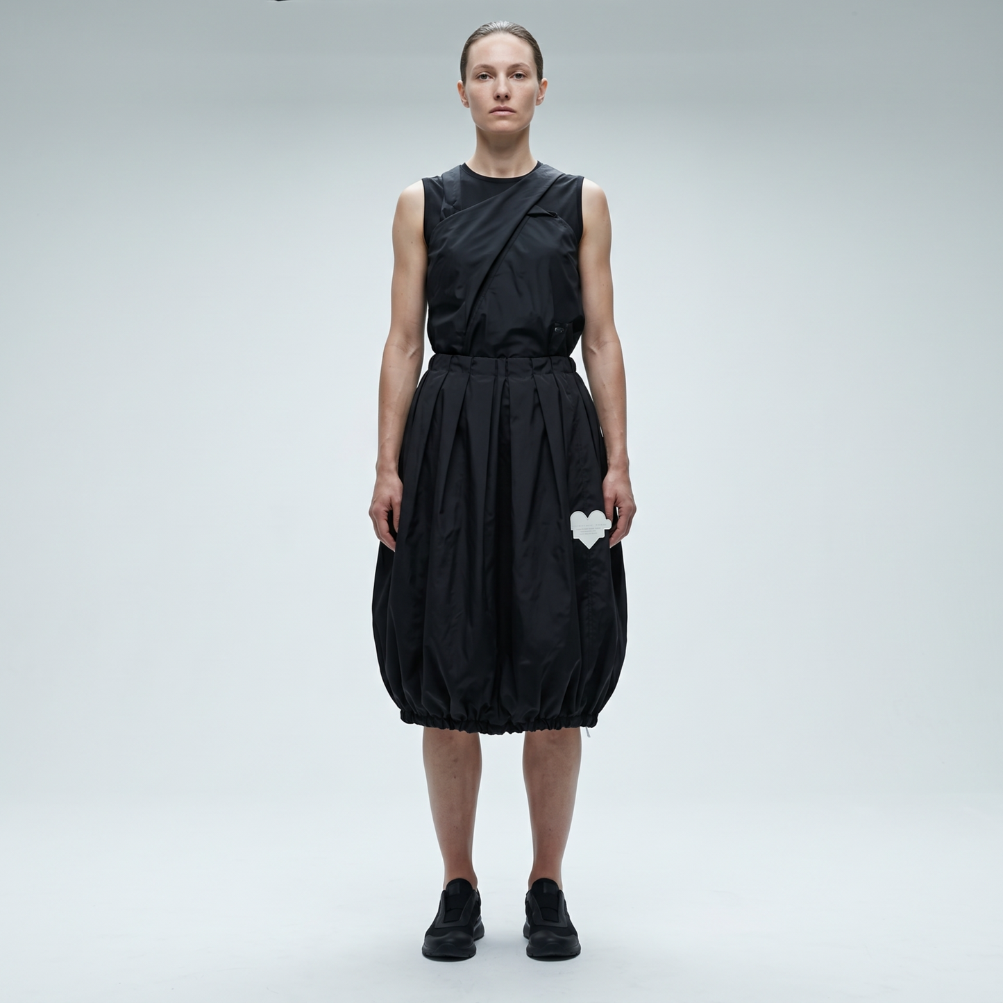 Pleated Voluminous Black Skirt