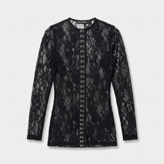 Sheer Floral Lace Hook Top