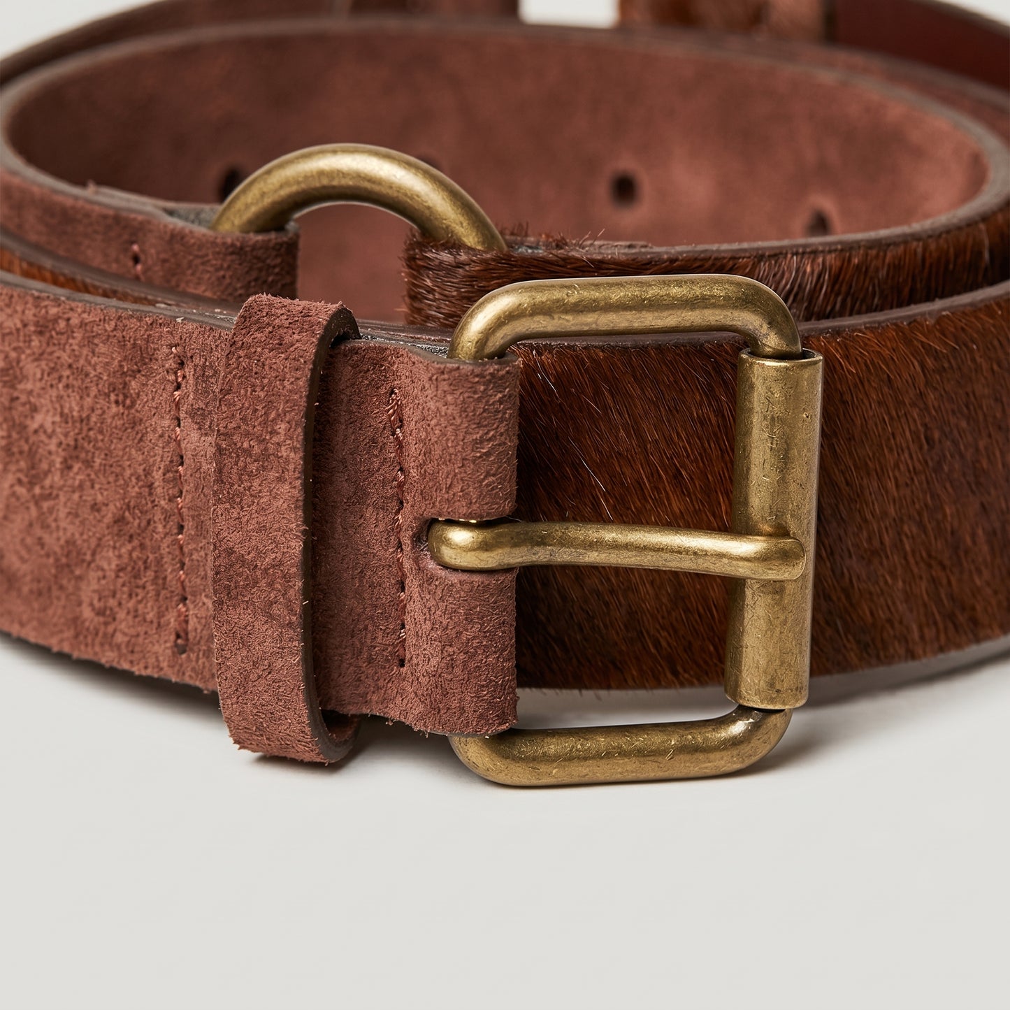 Textured Brown Leather Belt