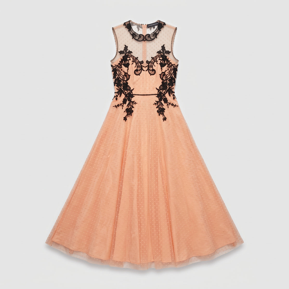 Embroidered Tulle Midi Dress
