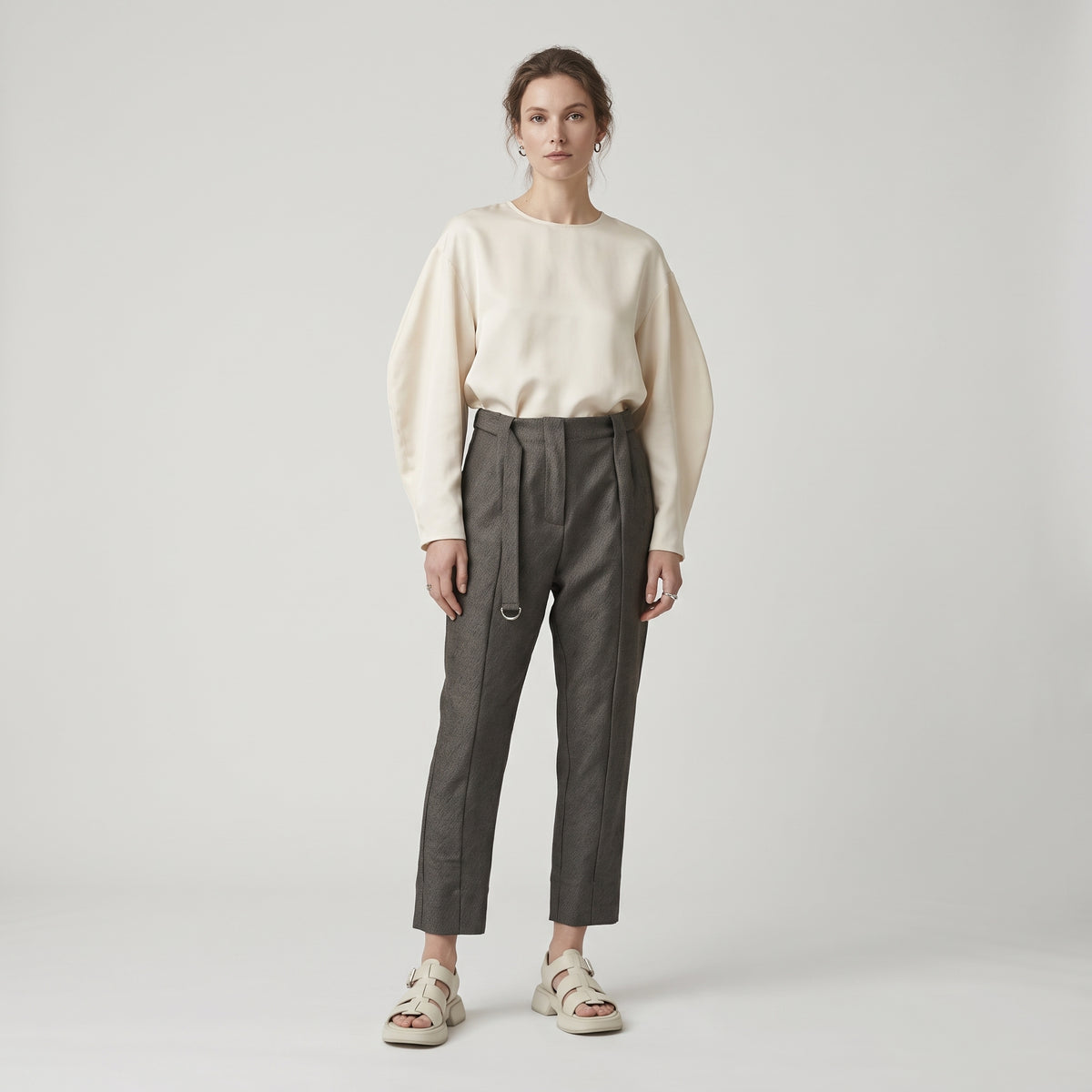Tailored D-Ring Belted Trousers