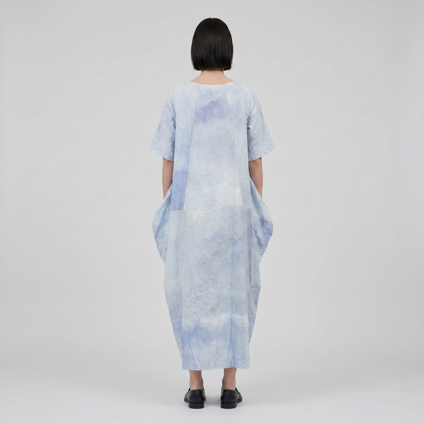 Crinkled Cloud Print Cocoon Dress