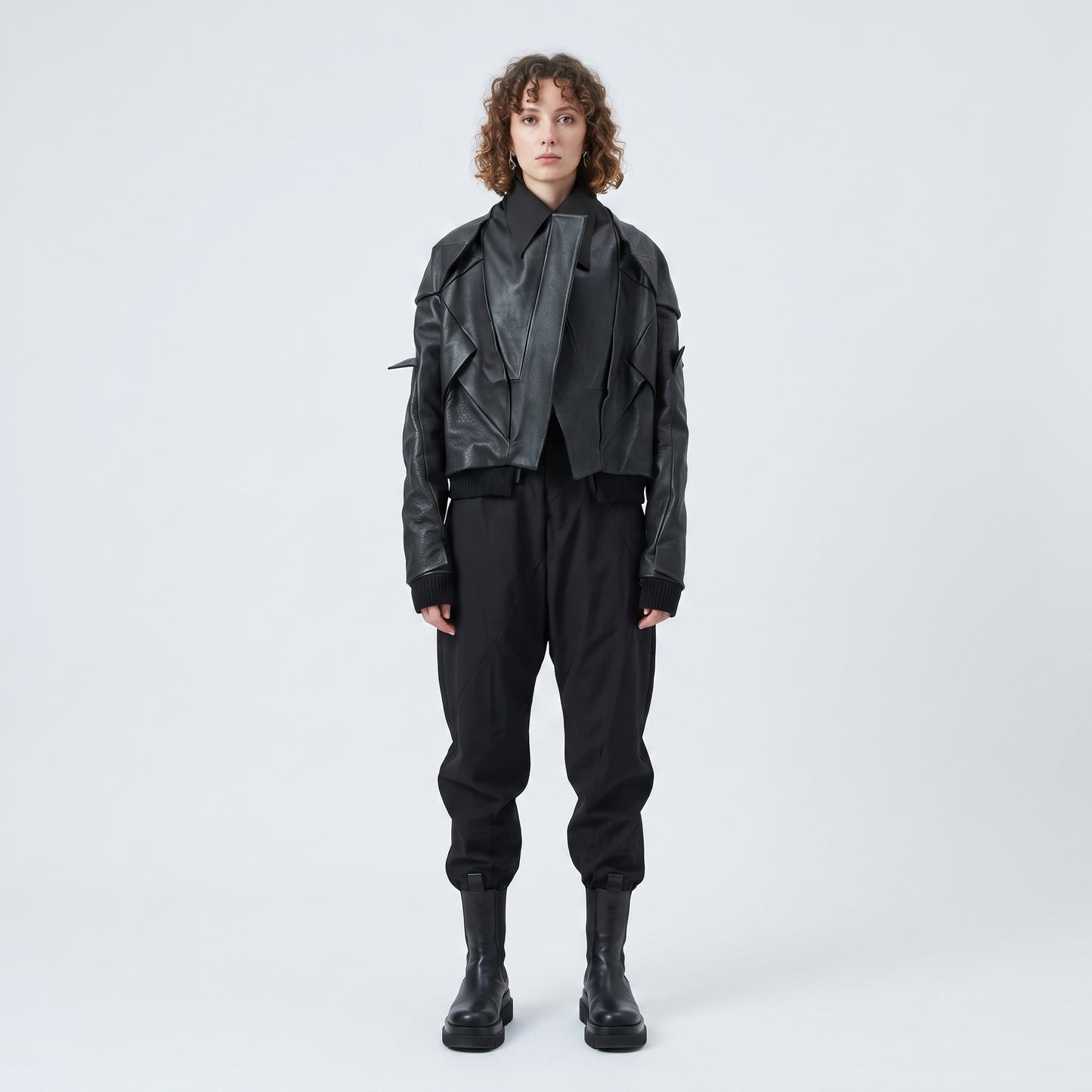 Architectural Leather Bomber Jacket