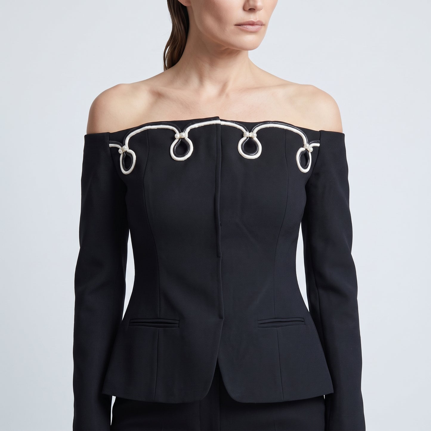Off-Shoulder Sculptural Evening Top
