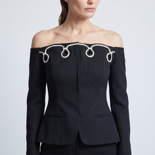 Off-Shoulder Sculptural Evening Top
