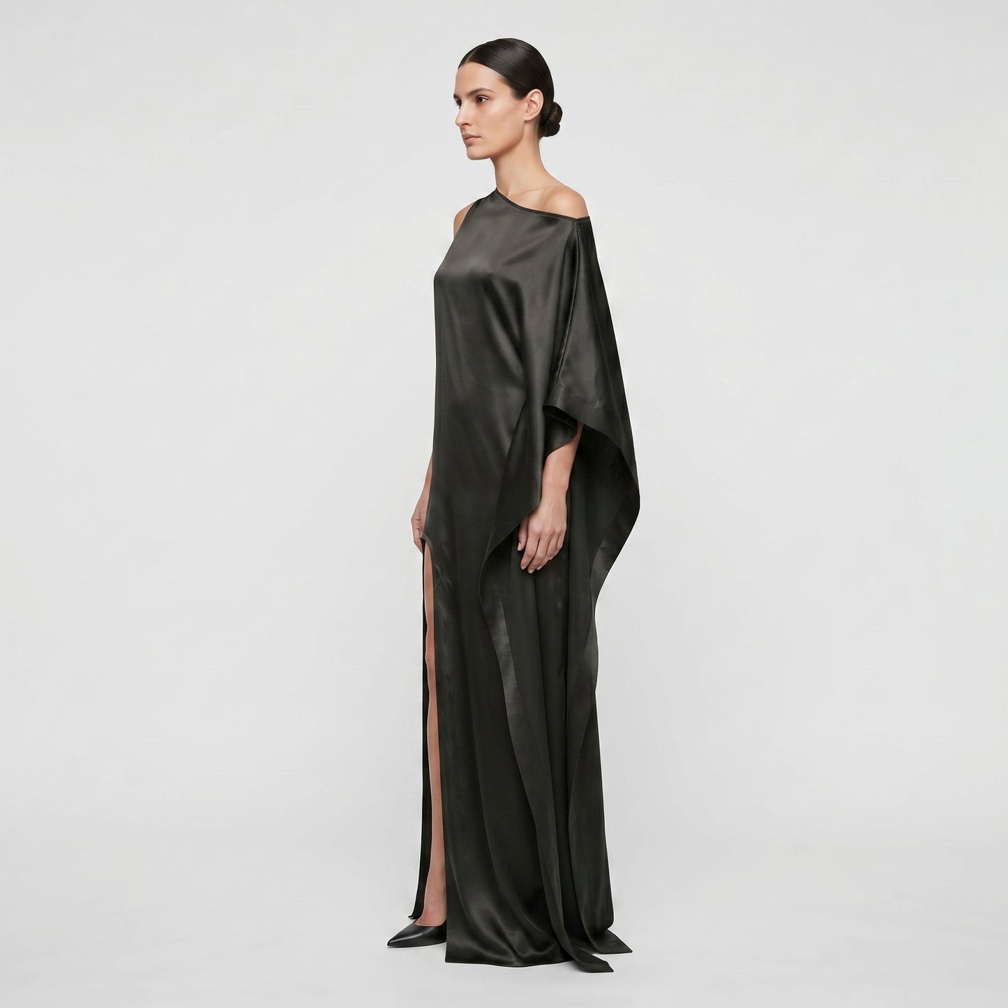 Asymmetric One-Shoulder Satin Dress