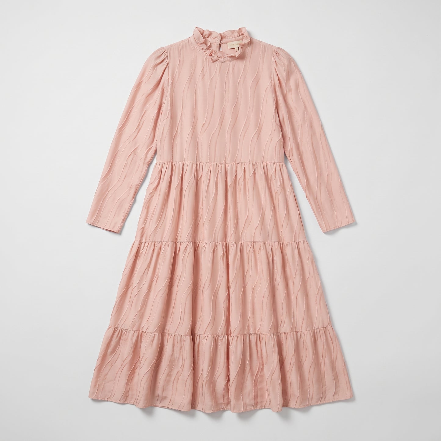 Textured Ruffled Tiered Midi Dress