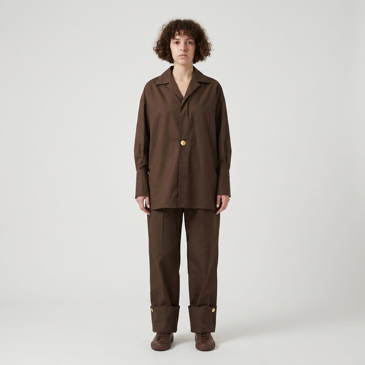 Structured Brown Button-Up Shirt