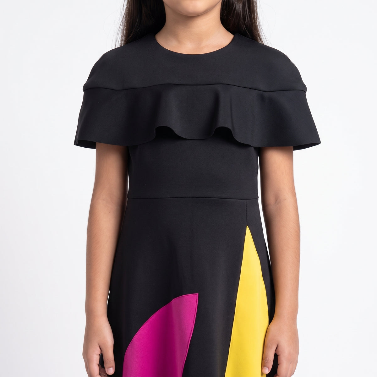 Ruffled Abstract Print Mini Dress