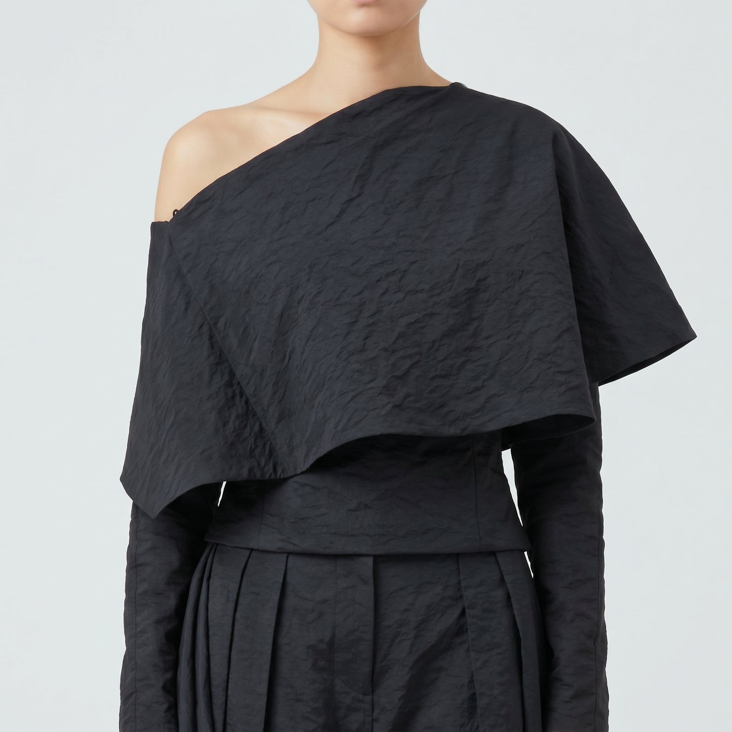 Asymmetric Crinkled Sculptural Top