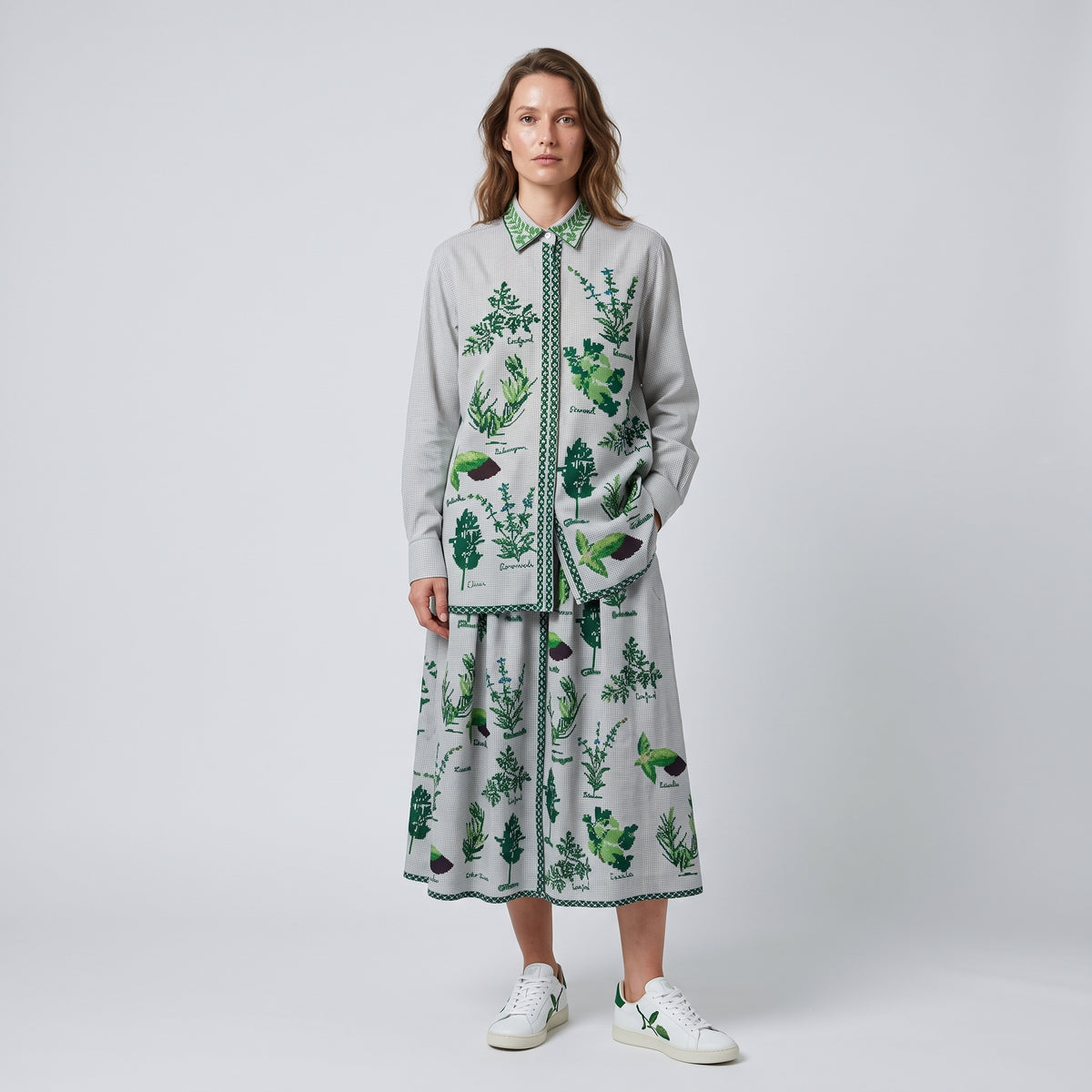 Embroidered Botanical Gingham Shirt