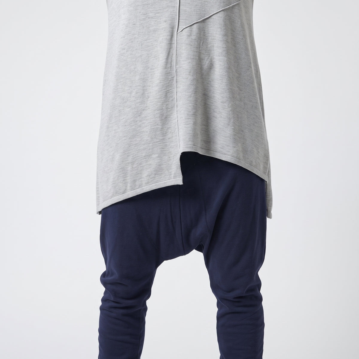 Sculpted High-Waisted Navy Trousers