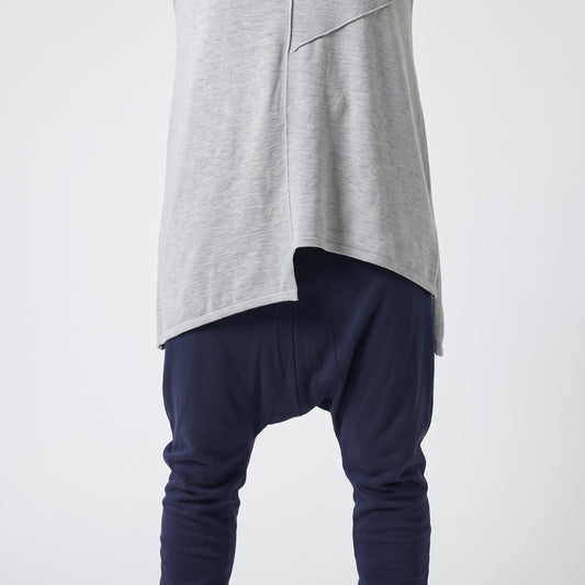 Sculpted High-Waisted Navy Trousers