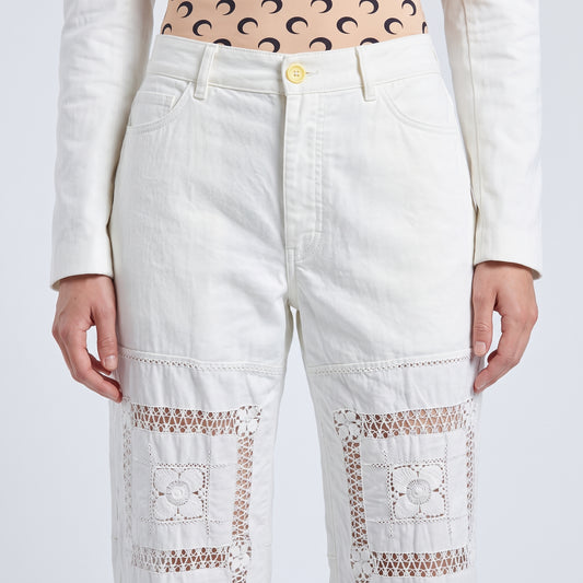 Embroidered Cotton Wide-Leg Trousers