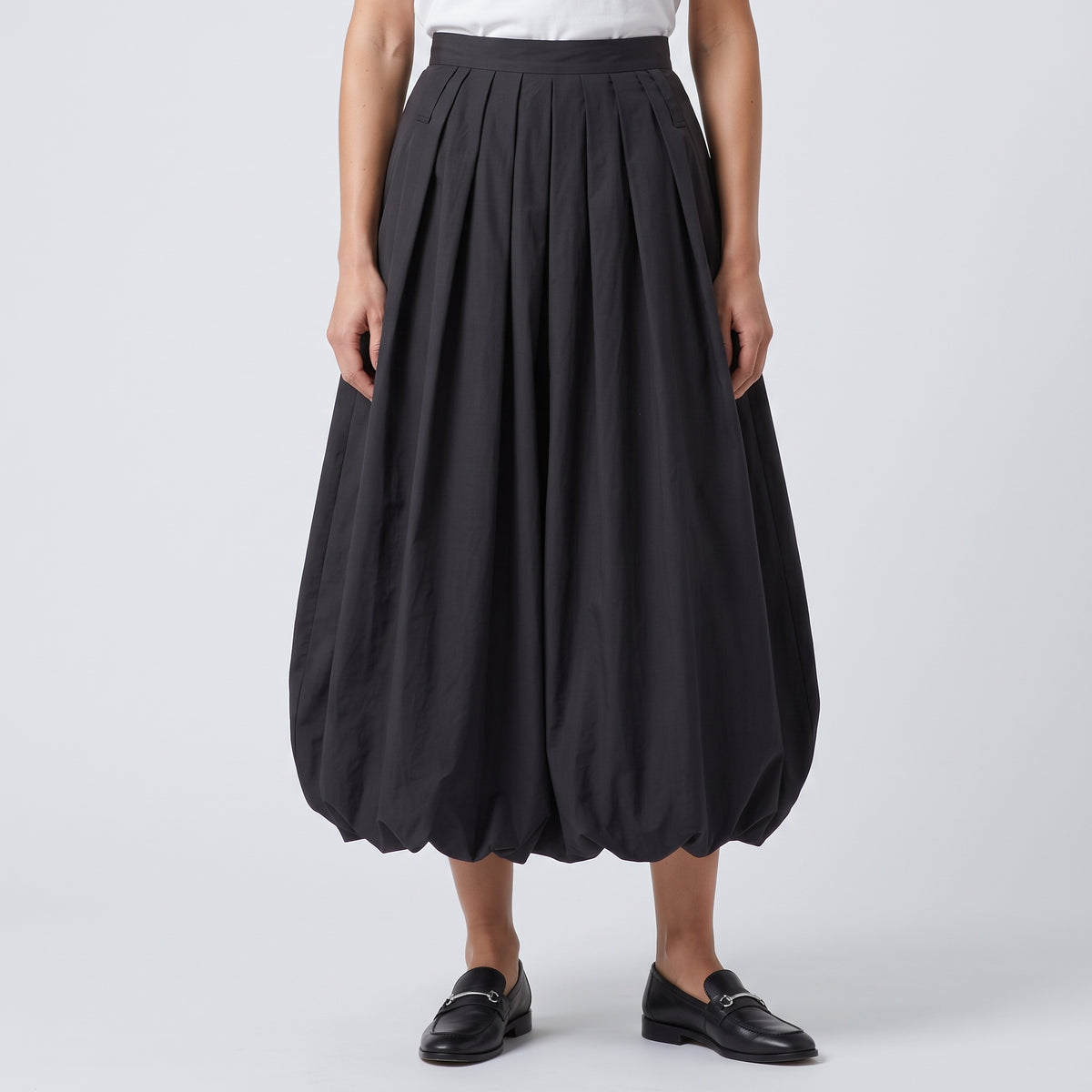 Pleated Voluminous Midi Skirt