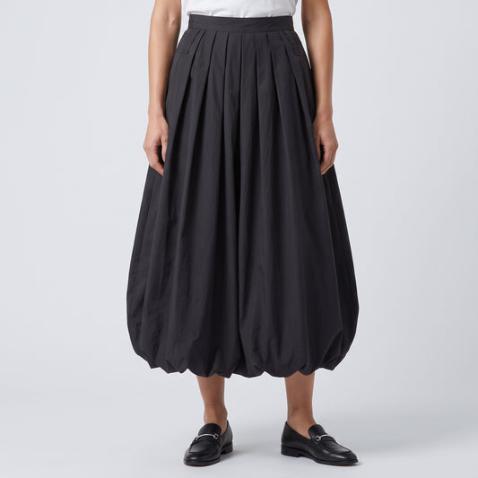 Pleated Voluminous Midi Skirt