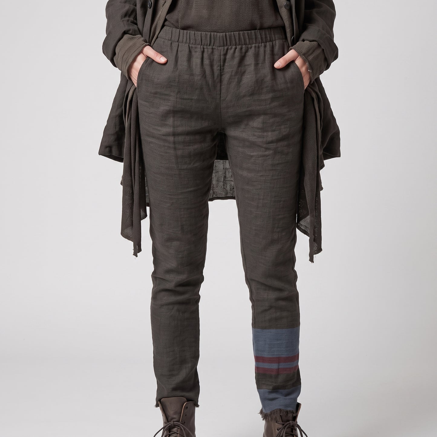 Textured Striped Hem Leggings