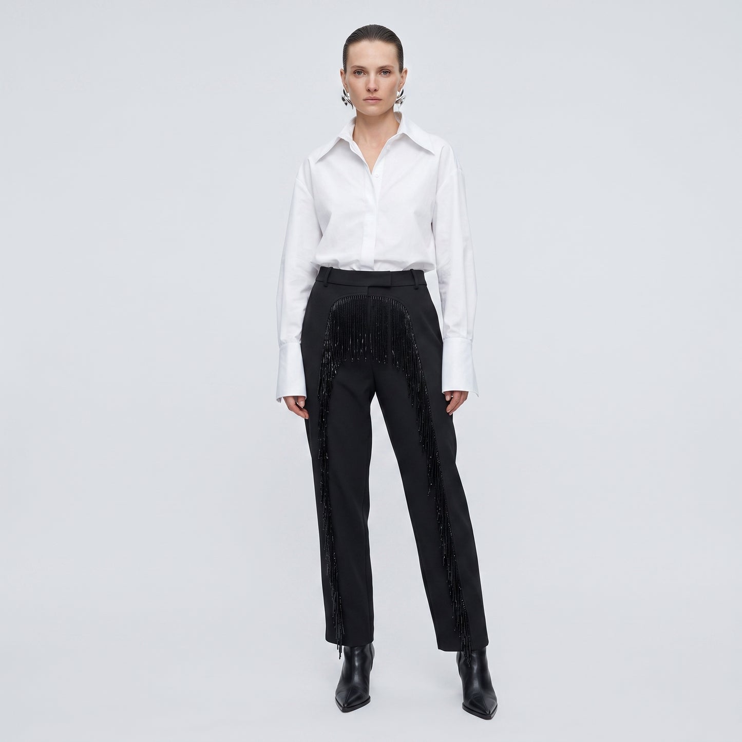 Beaded Fringe Tailored Trousers