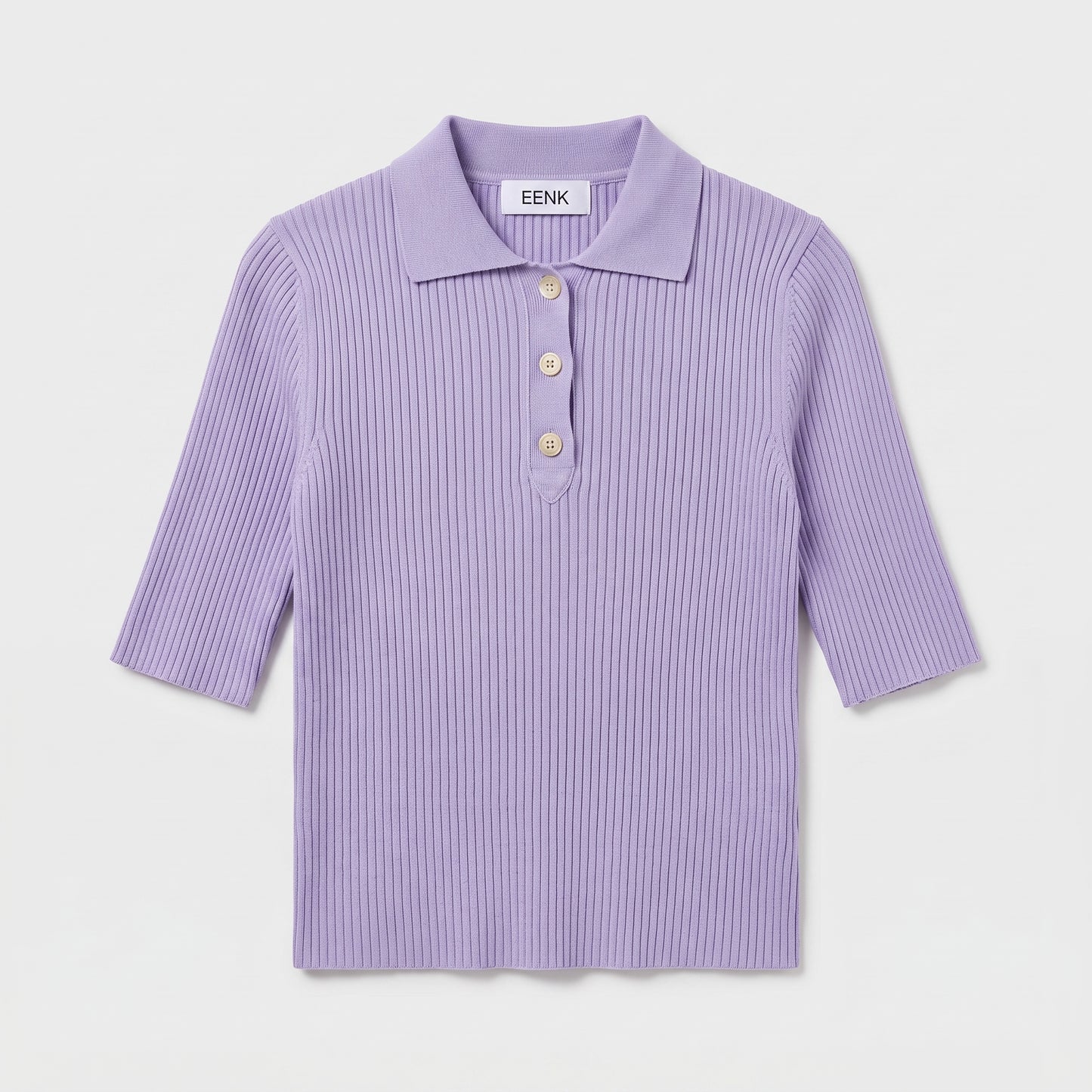Ribbed Knit Polo Shirt
