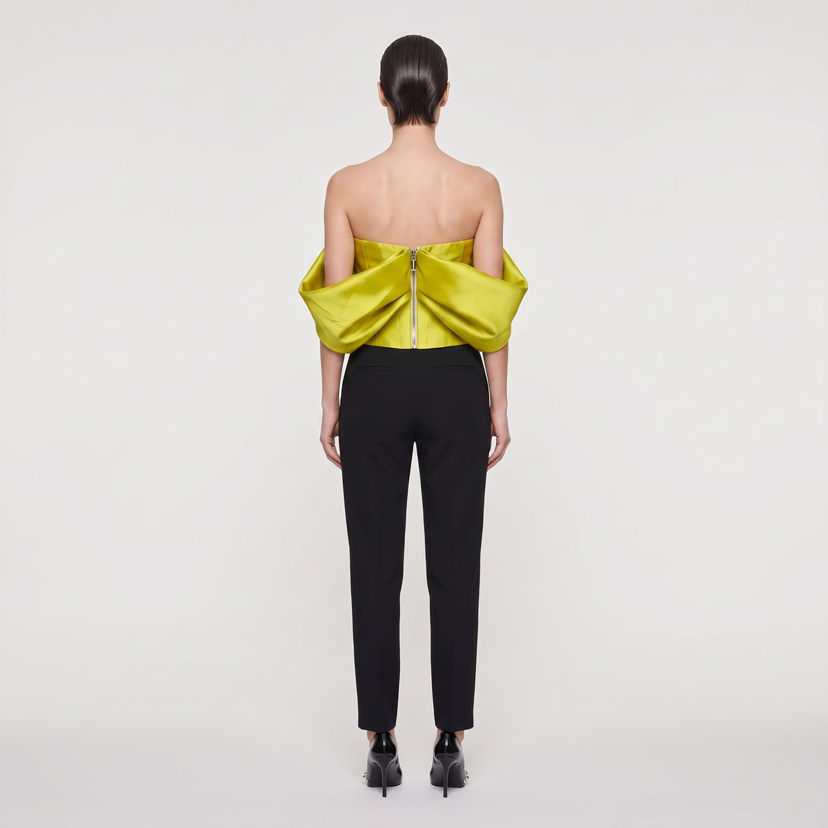 Architectural Chartreuse Strapless Corset Top