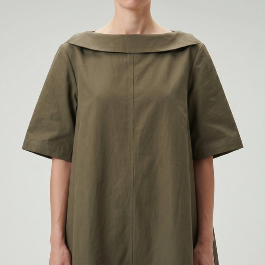 Structured Cotton Fold-Neck Top