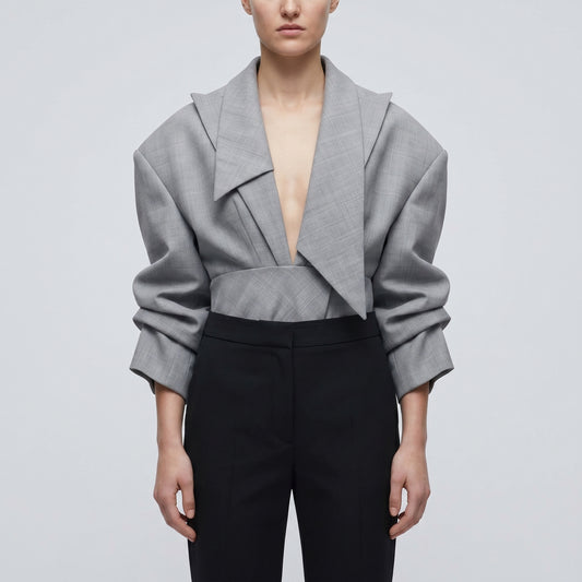 Tailored Grey Blazer Bodysuit