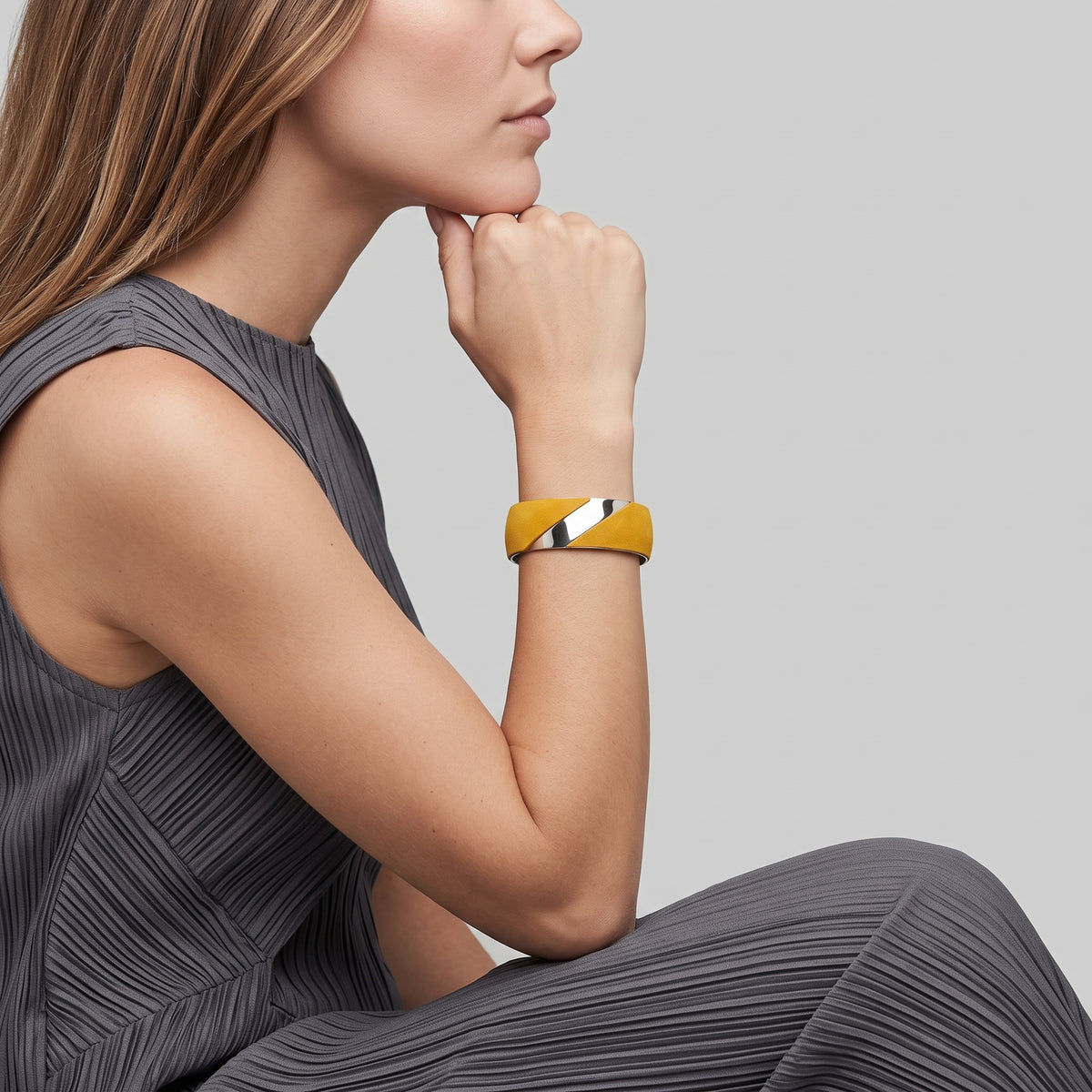 Suede and Metal Cuff Bracelet