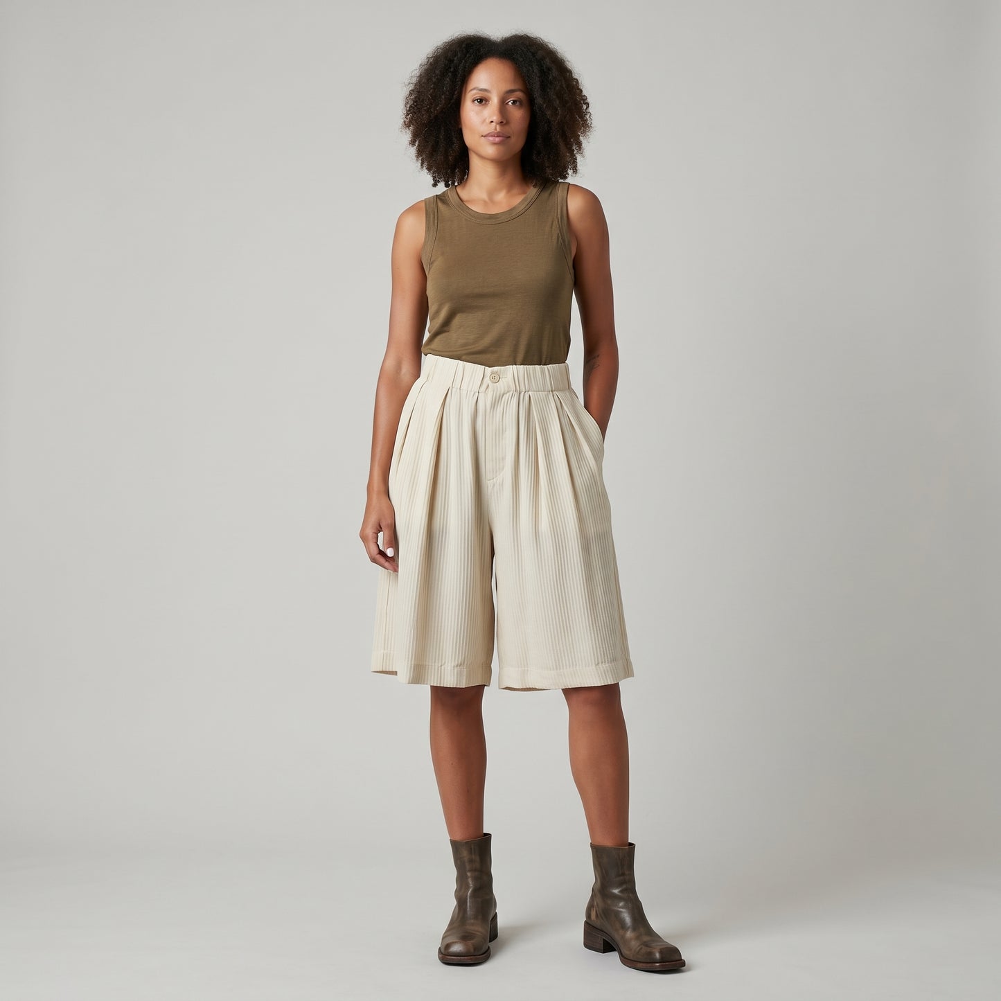 Pleated Wide Leg Shorts