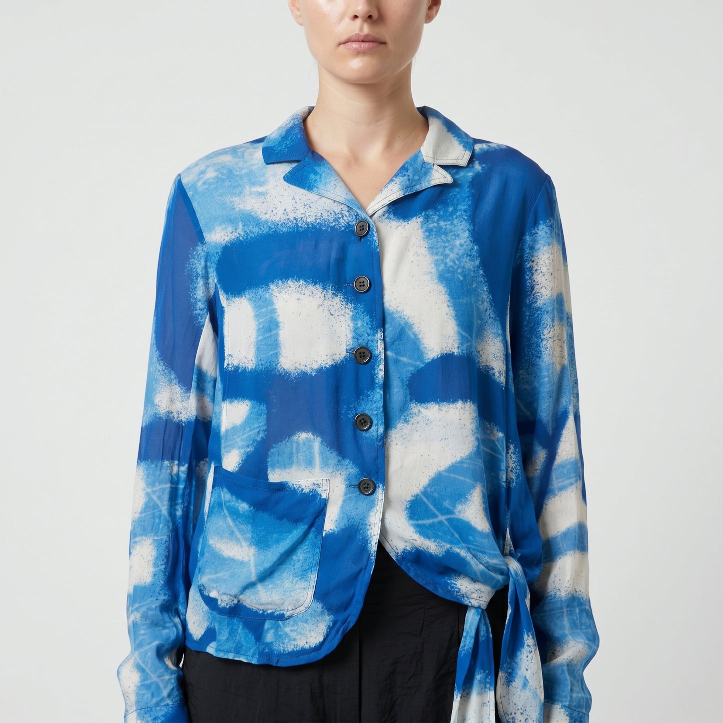 Abstract Tie-Hem Printed Jacket