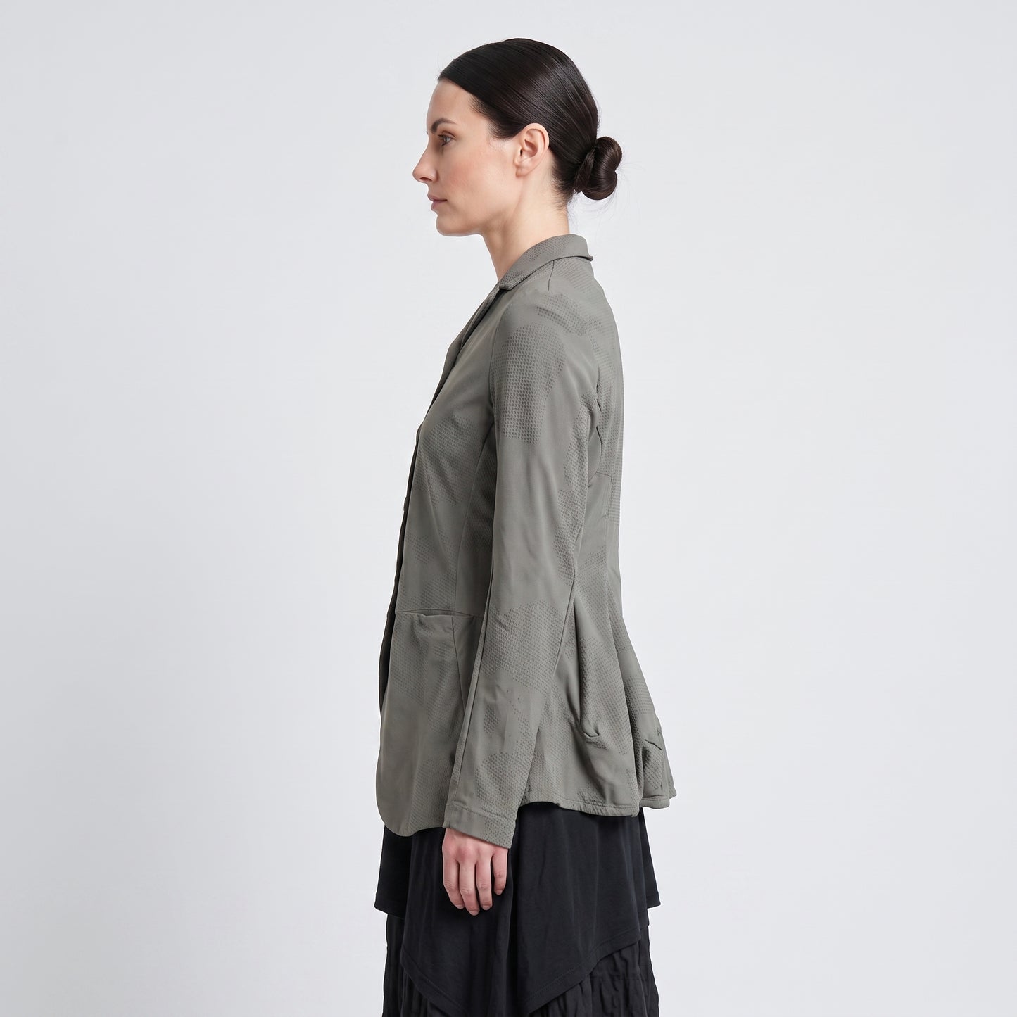 Textured Tailored Buttoned Jacket