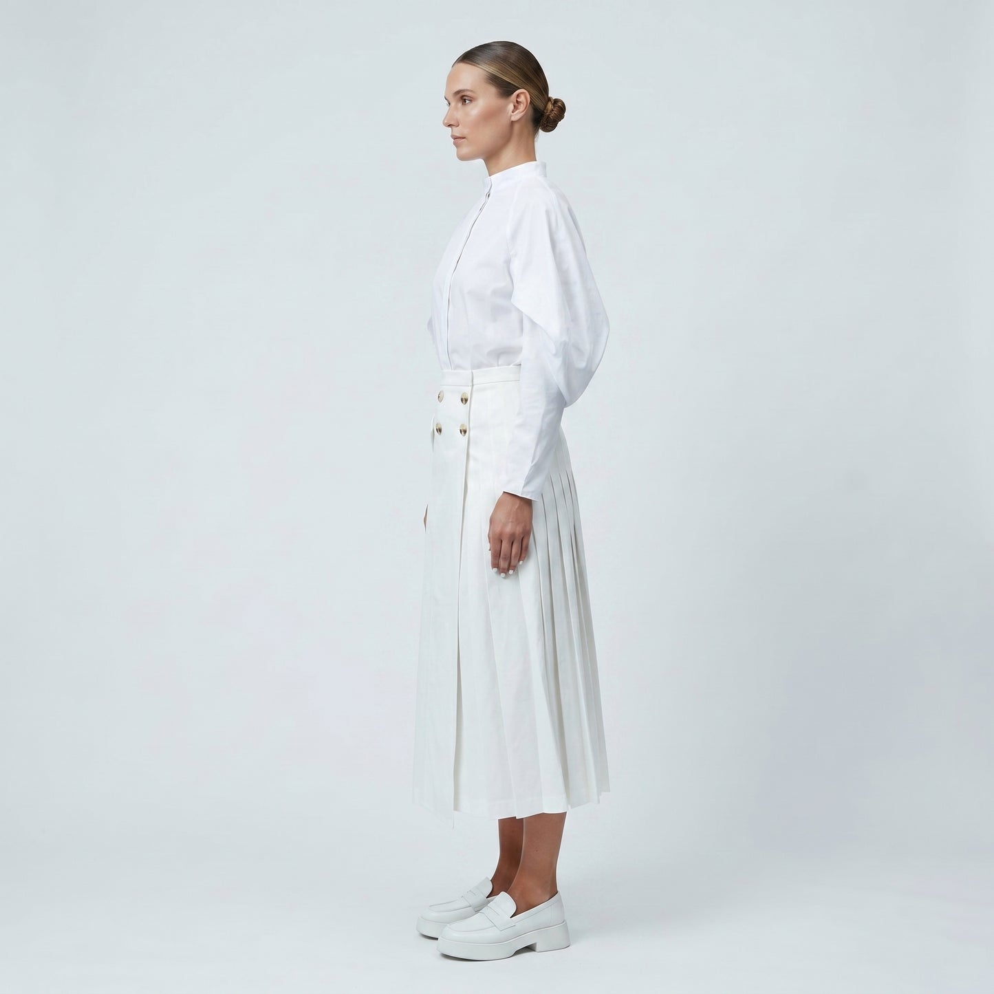 Asymmetrical Pleated Midi Skirt