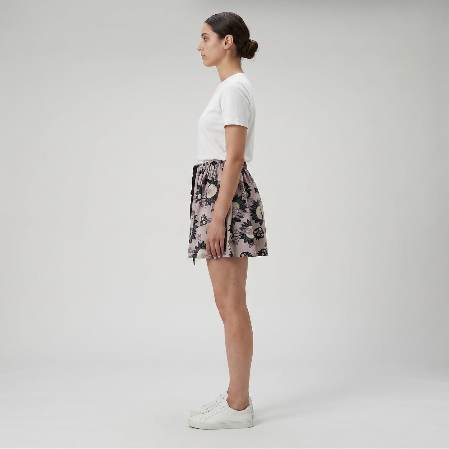 Floral Print Elastic Drawstring Shorts