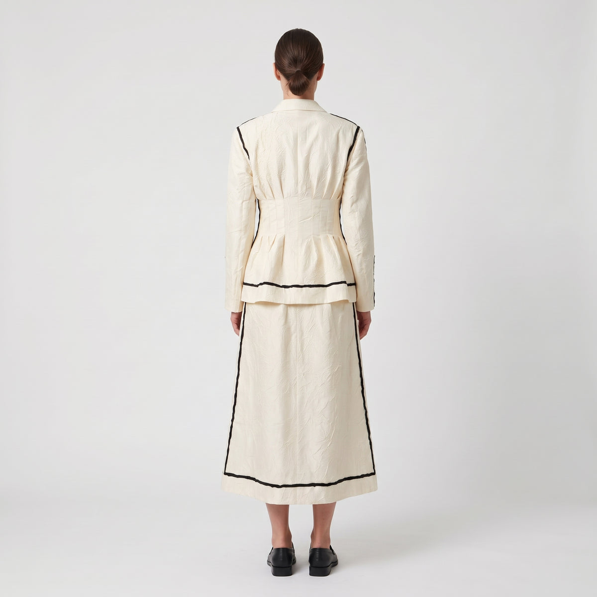 Contrast Trim Midi A-Line Skirt