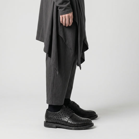 Perforated Black Leather Derbies