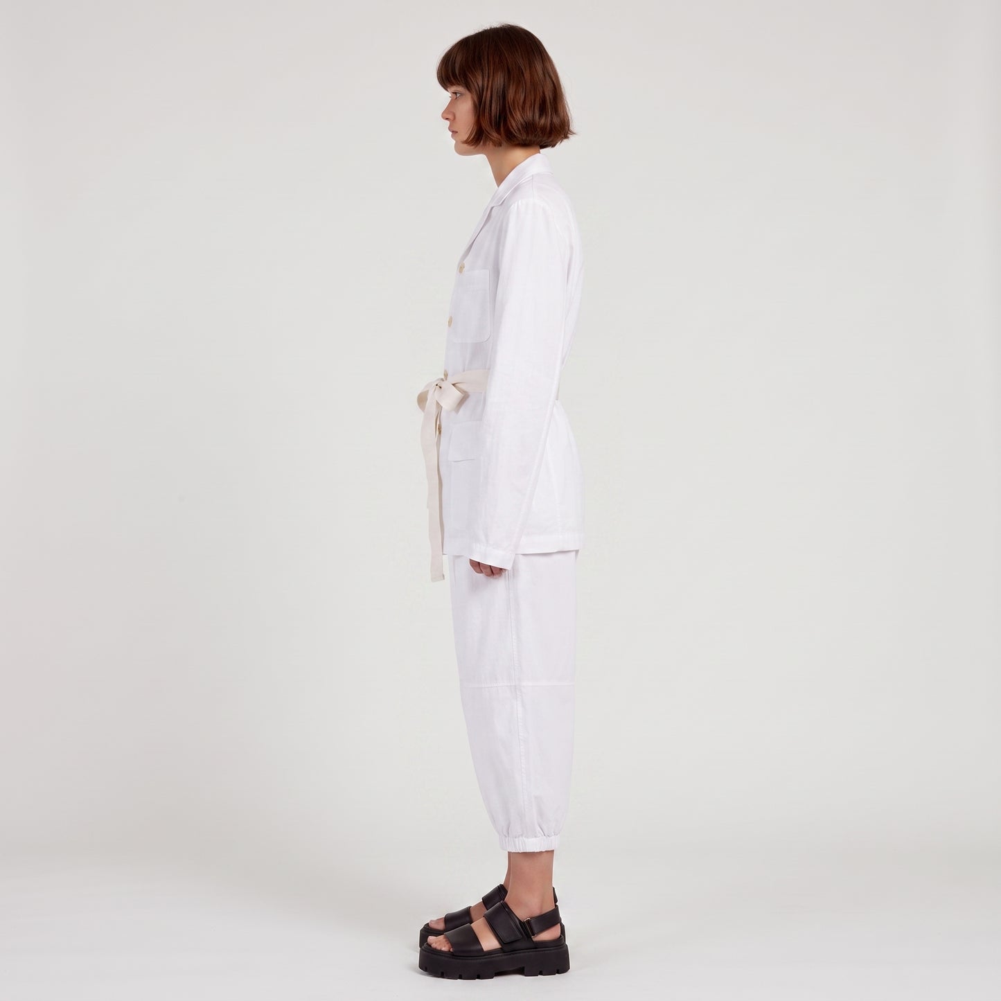 Tailored White Cotton Blazer