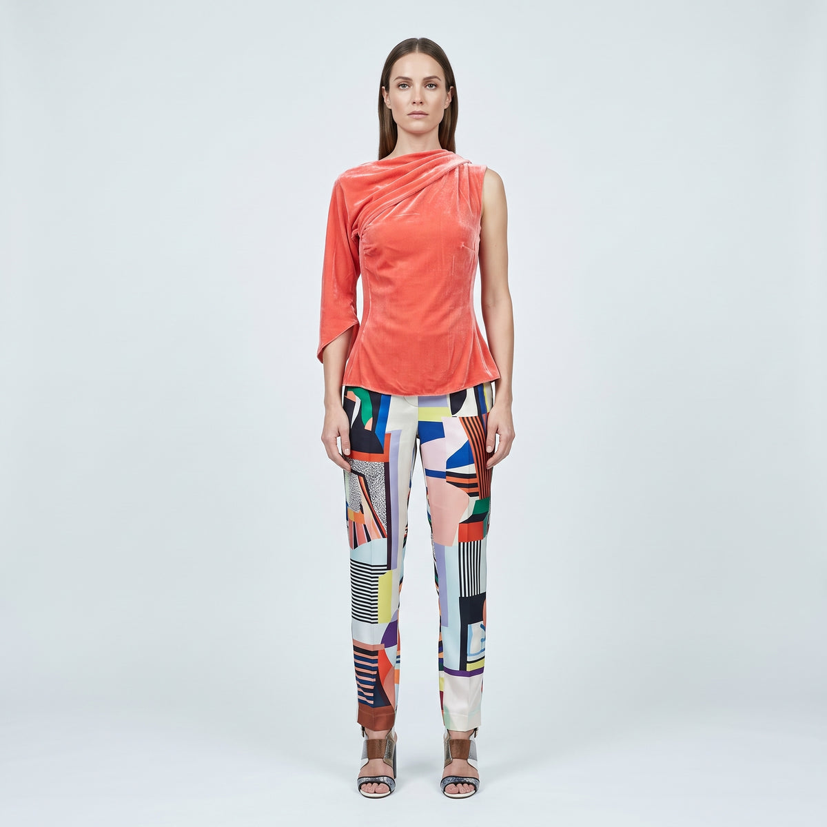 Asymmetric Draped Velvet Top