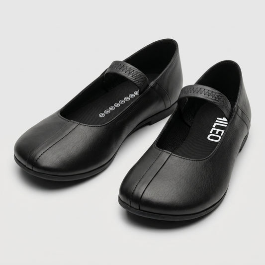Minimalist Black Leather Ballet Flats