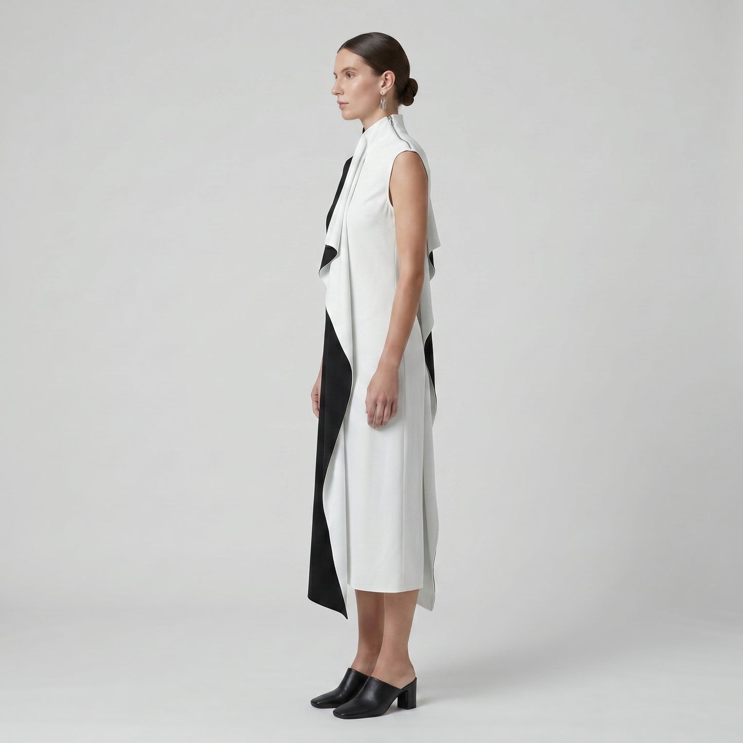 Two-Tone Asymmetric Midi Dress