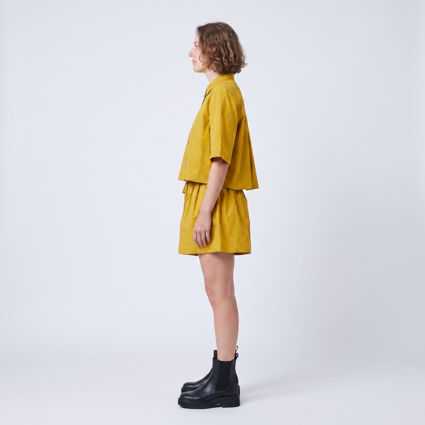 Mustard Cropped Cotton Shirt