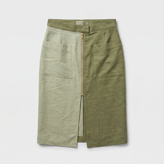 Two-Tone Utility Midi Skirt