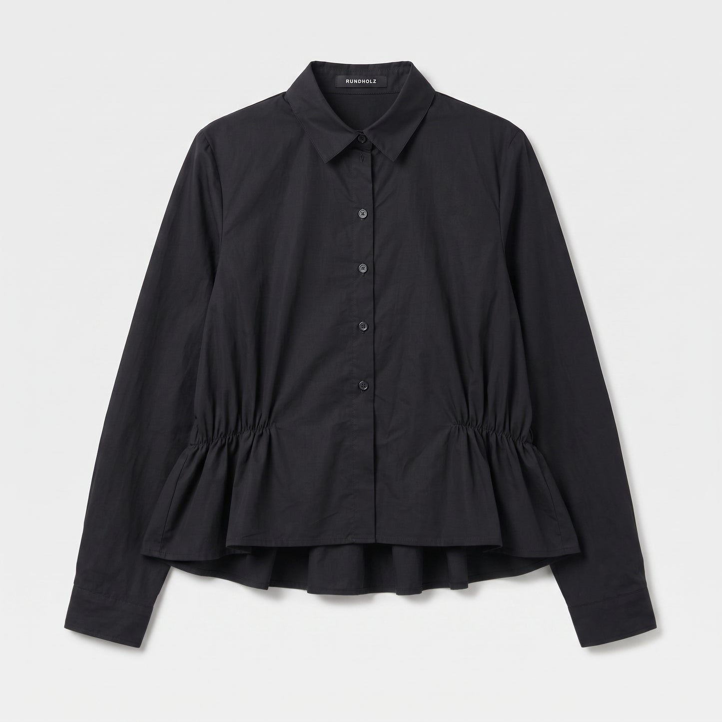 Black Peplum Cotton Shirt