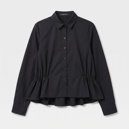 Black Peplum Cotton Shirt