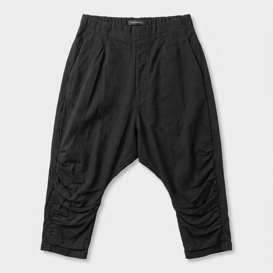 Ruched Black Relaxed Trousers